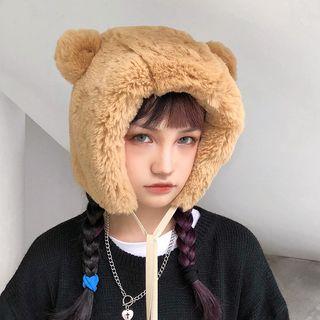 Chenille Bear Ear Flap Hat