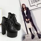 Cut-out Chucky-heel Platform Ankle Boots