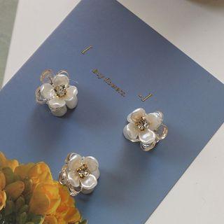 Rhinestone Floral Hair Clip 1 Pc - White - One Size