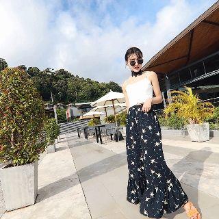 Boot-cut Ruffle Chiffon Pants