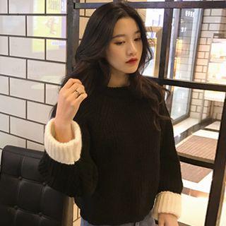 Crew-neck Color Block Sweater
