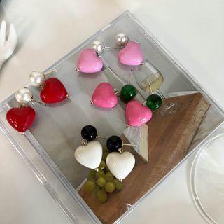 Heart Faux Pearl Resin Dangle Earring