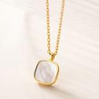 925 Sterling Silver Square Shell Pendant Necklace Gold - One Size