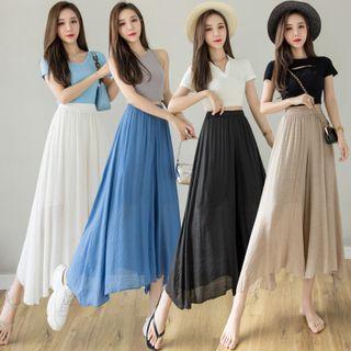 Asymmetrical Linen Wide-leg Pants