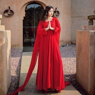 Long-sleeve Square-neck Sundress
