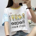 Printed Color Panel Short-sleeve T-shirt