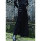 Frog-buttoned Midi A-line Skirt