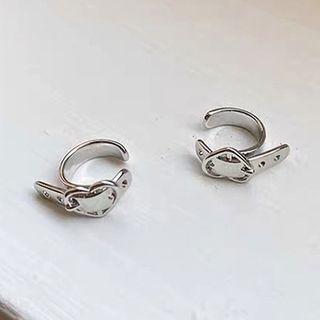 Heart Belta Alloy Cuff Earring 1pc - Left Ear - Silver - One Size
