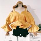 Long-sleeve Cold-shoulder Peplum Top