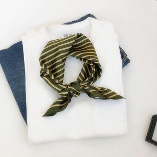 Striped Scarf Yellow Stripes - Olive Green - One Size