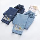 Animal Embroidered Straight Leg Jeans