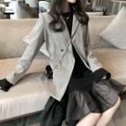 Plaid Loose-fit Blazer / Long-sleeve Slim-fit Mesh Dress
