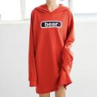 Print Hooded Long-sleeve T-shirt Dress