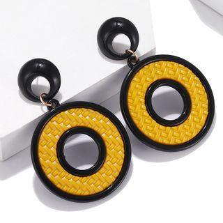 Faux Rattan Hoop Resin Dangle Earring