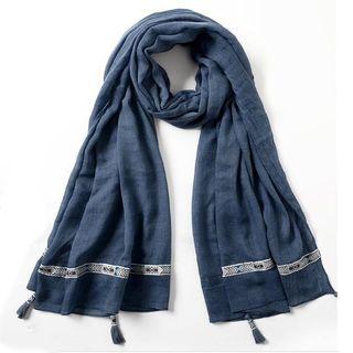 Embroidered Linen Blend Scarf