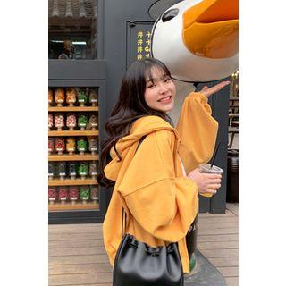 Kangaroo-pocket Zip Hoodie Yellow - One Size