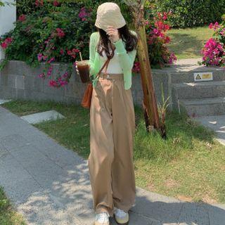 Wide-leg Pants / Cardigan / Camisole Top