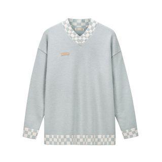 Checkerboard Panel Sweater