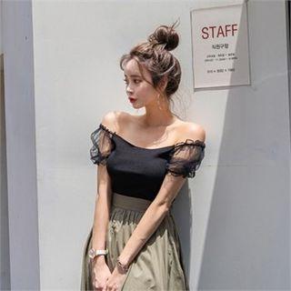 Sheer Puff-sleeve Top