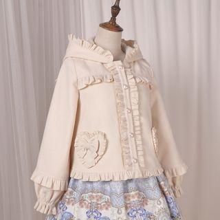 Ruffle Trim Hooded Jacket