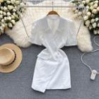 Puff Short-sleeve Plain Blazer Dress