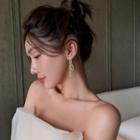 Chained Alloy Fringed Earring 1 Pair - S925 Silver Needle - Gold - One Size