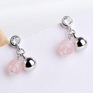 Rhinestone Stud Earring 1 Pair - White Gold - One Size