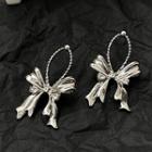 Bow Drop Sterling Silver Ear Stud 1 Pair - Silver - One Size