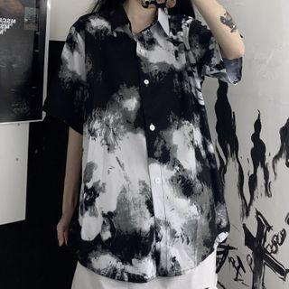 Tie-dye Short Sleeve Shirt As Shown In Figure - One Size