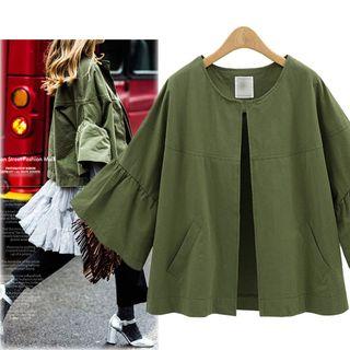 Ruffle Trim Open Front Jacket