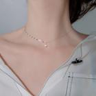 Layered Rhinestone Necklace Silver - One Size