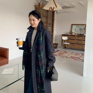 Hidden-button Woolen Coat