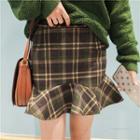 Plaid Ruffle Knit Skirt