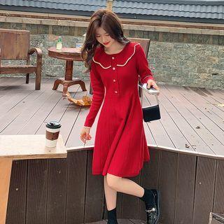 Ruffle Collar Knit Dress