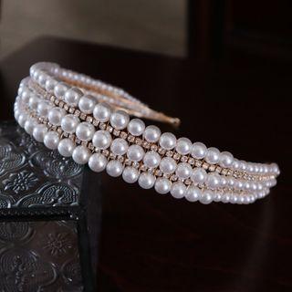 Faux Pearl Wedding Headband White - One Size
