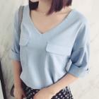 Elbow-sleeve Pocketed Top