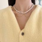 Faux Pearl Layered Necklace L375 - Necklace - Silver - One Size