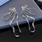 Bow Drop Earring Ej1049 - 1 Pair - Silver - One Size