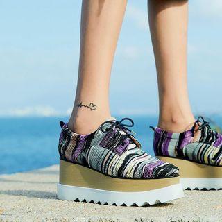 Printed Platform Lace-up Shoes