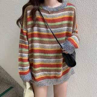 Striped Loose-fit Drop-shoulder Top