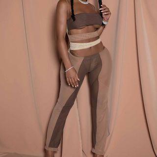 Spaghetti Strap Paneled Cutout Jumpsuit