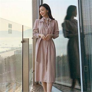 Hidden Button Coatdress With Belt