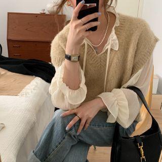Mock-neck Blouse / Sweater Vest