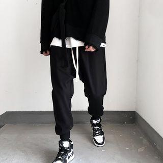 Drawstring Fleece-lined Harem Pants