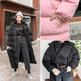 Hooded Puffer Coat With Scarf