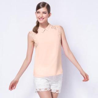 Sleeveless Lace Panel Blouse