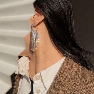 Rhinestone Fringed Earring 1 Pair - Stud Earring - One Size