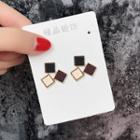 Faux Leather Square Earring 1 Pair - 925 Silver Needle - Gold - One Size