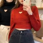 Mock-neck Heart Cutout Sweater