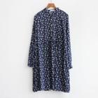 Long-sleeve Leaf Print Shirtdress